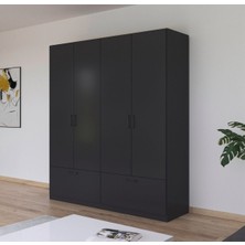 T Designo Alev Giyinme Dolabı - Çok Amaçlı Dolap - Gardırop 180 Cm-4 Kapaklı-2 Çekmeceli