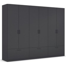 T Designo Alev Giyinme Dolabı - Çok Amaçlı Dolap - Gardırop 270 Cm-6 Kapaklı-3 Çekmeceli