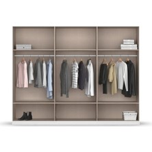 T Designo Alev Giyinme Dolabı - Çok Amaçlı Dolap - Gardırop 270 Cm-6 Kapaklı-3 Çekmeceli