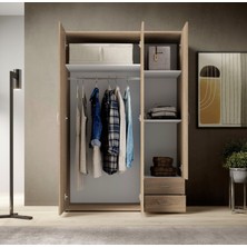 T Designo Ahu Giyinme Dolabı - Çok Amaçlı Dolap - Gardırop 120 Cm-3 Kapaklı-2 Çekmeceli