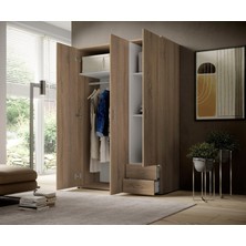 T Designo Ahu Giyinme Dolabı - Çok Amaçlı Dolap - Gardırop 120 Cm-3 Kapaklı-2 Çekmeceli