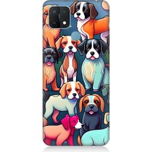 Teknomeg Oppo A15 Uyumlu Sevimli Pastel Köpekler Desenli Silikon Kılıf