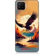 Teknomeg Oppo A73 Uyumlu Uçan Siyah Beyaz Kartal Desenli Silikon Kılıf