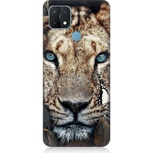 Teknomeg Oppo A15 Uyumlu Mavi Gözlü Kaplan Desenli Silikon Kılıf