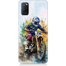 Teknomeg Oppo A92 Uyumlu Motorsikletçi Desenli Silikon Kılıf