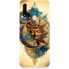 Teknomeg Oppo A31 Uyumlu Ay ve Güneş Tarot Desenli Silikon Kılıf