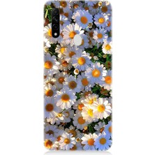 Teknomeg Oppo A31 Uyumlu Beyaz Papatyalar Desenli Silikon Kılıf