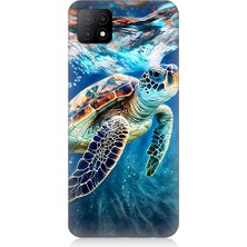 Teknomeg Oppo A53 Uyumlu Deniz Kaplumbağası Desenli Silikon Kılıf