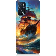 Teknomeg Oppo A55 Uyumlu Kızıl Deniz Yelkenli Gemi Desenli Silikon Kılıf