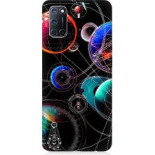 Teknomeg Oppo A72 Uyumlu Sci Fi Gezegenler ve Vektörler Desenli Silikon Kılıf