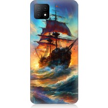 Teknomeg Oppo A53 Uyumlu Kızıl Deniz Yelkenli Gemi Desenli Silikon Kılıf