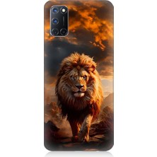Teknomeg Oppo A92 Uyumlu Yırtıcı Aslan Kral Desenli Silikon Kılıf