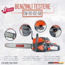 DHA Benzinli Motorlu Testere 58CC 36 Diş EW-YD02-58 Gold Hızar Ağaç Odun Kesme Motoru