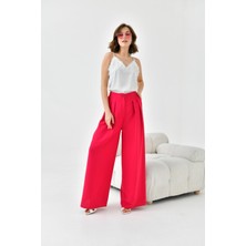 FTZ Women Kadın Lastikli Pleli Pantolon  Fuşya 30762