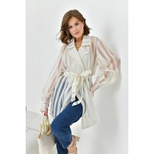 FTZ Women Kadın Desenli Organze Kap  Taş 30738