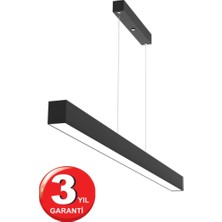 RulTech Linear Lineer 60cm Siyah Kasa Beyaz Işık 6500K Ledli Sarkıt Modern Led Avize, Salon, Mutfak, Masa Üstü Avize