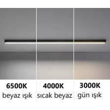 RulTech Linear Lineer 60cm Siyah Kasa Beyaz Işık 6500K Ledli Sarkıt Modern Led Avize, Salon, Mutfak, Masa Üstü Avize