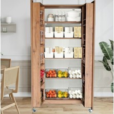 T Designo Hibe Çok Amaçlı 90 Derece Açılabilir 2 Kapaklı Kiler Erzak Mutfak Dolabı-90 cm