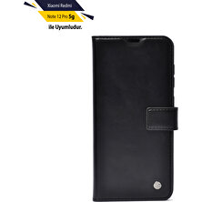 Case 4u Xiaomi Redmi Note 12 Pro 5g Kılıf Tam Koruma Stand Olabilen Cüzdanlı Kar Deluxe Kapak Siyah