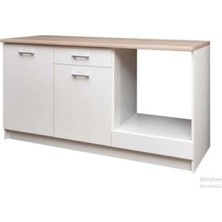 T Designo Mera Mutfak Çekmeceli Alt Modül 160 cm Beyaz Tezgah Dahil