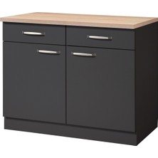 T Designo Ares Mutfak Çekmeceli Alt Modül - Dolap 100 cm Antrasit- Tezgah Dahil