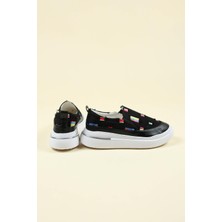 Birikon Renk Detaylı Kot Sneakers Siyah