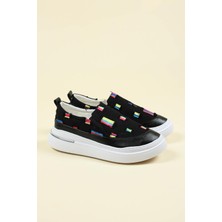 Birikon Renk Detaylı Kot Sneakers Siyah