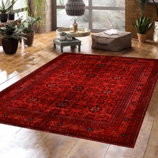 Vagonik Klasik Afgan Türkmen Otantik Kilim Desenli Dijital Baskılı Halı Kaydırmaz Tabanlı Yıkanabilir Halı