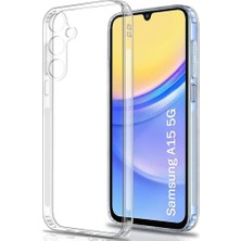 Case World Caseworld Samsung Galaxy A15 Kapak Kamera Korumalı Tıpalı Şeffaf Silikon Kılıf