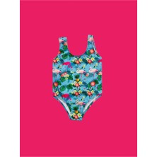 Lolli Boom Kids  Kız Çocuk Tropik Desen Flamingo Mayo