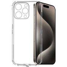 Case World Caseworld Apple iPhone 15 Pro Max Kapak Kamera Korumalı Tıpalı Şeffaf Silikon Kılıf