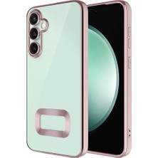 Kzy Samsung Galaxy A05S Kapak Yanları Renkli Lens Korumalı Logo Gösteren Şeffaf Luxury Silikon Kılıf - Rose Gold