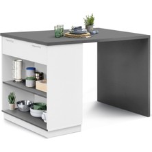 T Designo Milena Mutfak Adası - Alt Modül 130 cm Beyaz - Antrasit