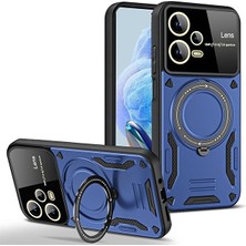 M.tk moveteck Xiaomi Poco X5 Pro Kılıf Magsafe Dönebilen Halkalı Standlı Kamera Lens Mercekleri Korumalı Gold Detaylı Zırh Kapak