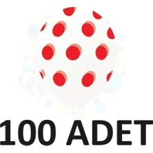 Tüftürük Baskılı Şeffaf Kırmızı Puantiyeli Balon 100 Lü