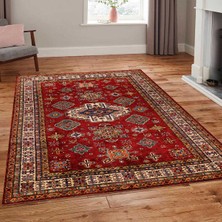 Vagonik Klasik Afgan Türkmen Otantik Kilim Desenli Dijital Baskılı Halı Kaydırmaz Tabanlı Yıkanabilir Halı
