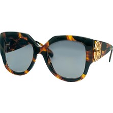 Gucci GG 1407S 002 54 Kadın Kare Kırçıllı Kahverengi Kemik Güneş Gözlüğü