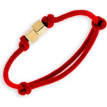 Lilarote Iki Küplü Koyu Kırmızı Ipli Erkek Bileklik
