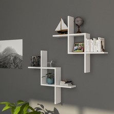 İda Wooden Zagy 2'li Dekoratif Duvar Rafı - Duvara Monte Kitaplık