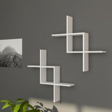 İda Wooden Zagy 2'li Dekoratif Duvar Rafı - Duvara Monte Kitaplık
