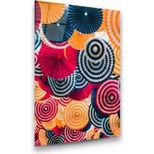 Glass Art Renkli Şemsiyeler Dikey Cam Tablo
