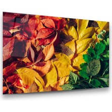 Glass Art Renkli Yapraklar Yatay Cam Tablo