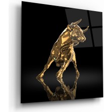 Glass Art Altın Boğa Kare Cam Tablo
