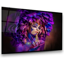 Glass Art Yapraklar ve Kadın Manipülasyon Yatay Cam Tablo