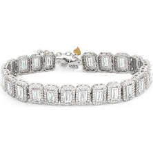 Baget Pırlanta Işıltılı Su Yolu Ithal Kadın Gümüş Bileklik