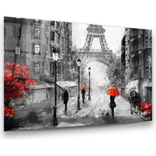 Glass Art Paris Sokakları Yağlı Boya Yatay Cam Tablo