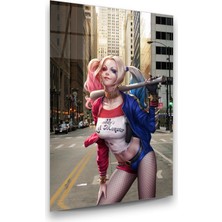 Glass Art Harley Quinn Dikey Cam Tablo