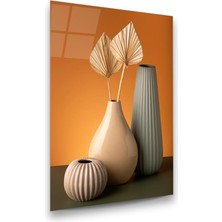 Glass Art Vazolar ve Çiçek Dikey Cam Tablo