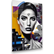 Glass Art Kadın Figürü Poster Dikey Cam Tablo