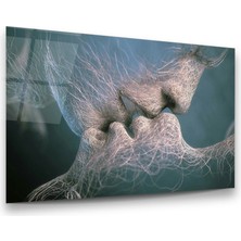 Glass Art Öpücük Soyut Manipülasyon Yatay Cam Tablo